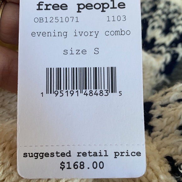 NWT Free People Evening Ivory Combo Oversize sweater small - Picture 6 of 8